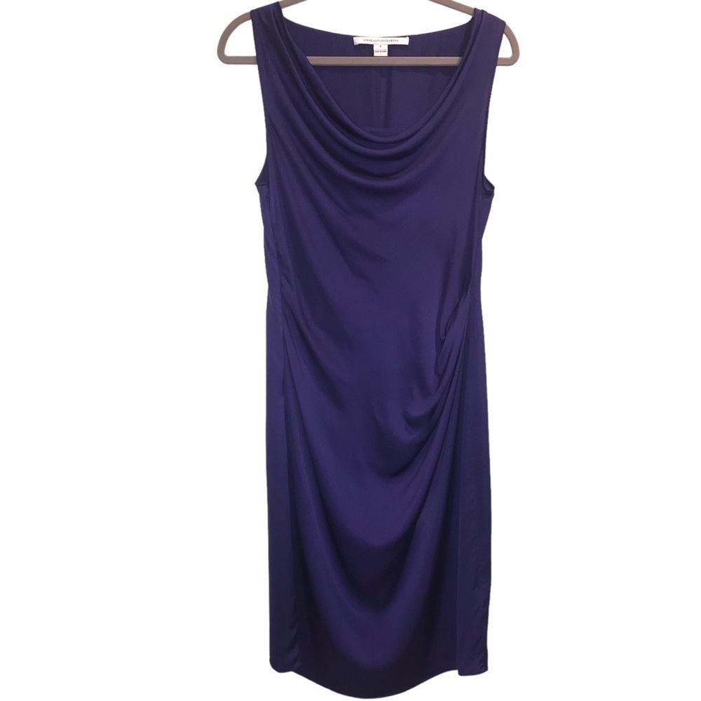 Diane von Furstenburg Silk Cowl Side Gathered MIDI Dress